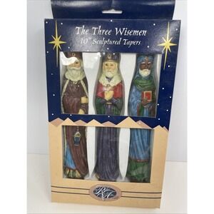 The Three Wisemen 10" Sculptured Christmas Candles Robert Alan Candle VTG